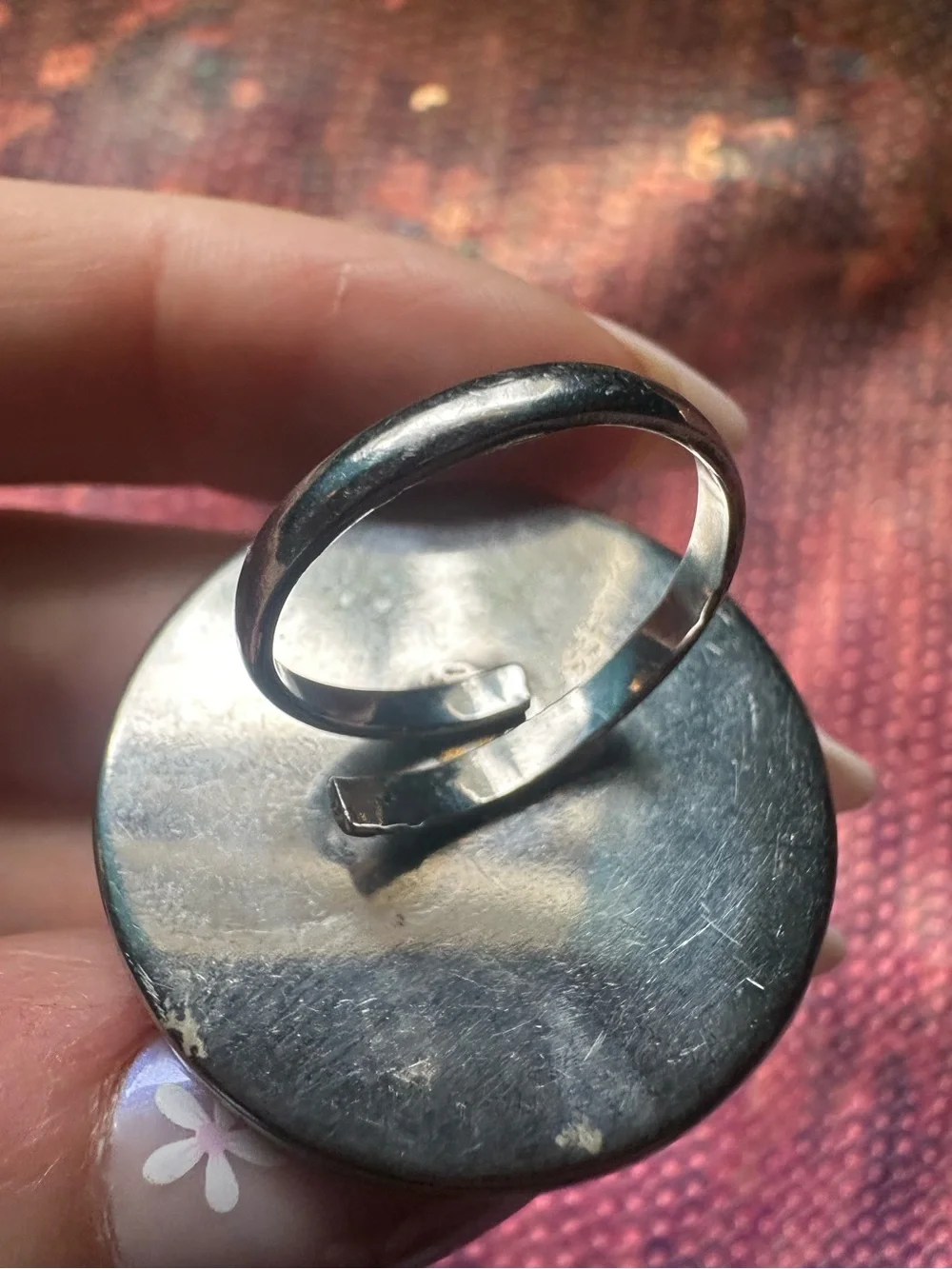 Iridescent Mother of Pearl Circle Disk Ring